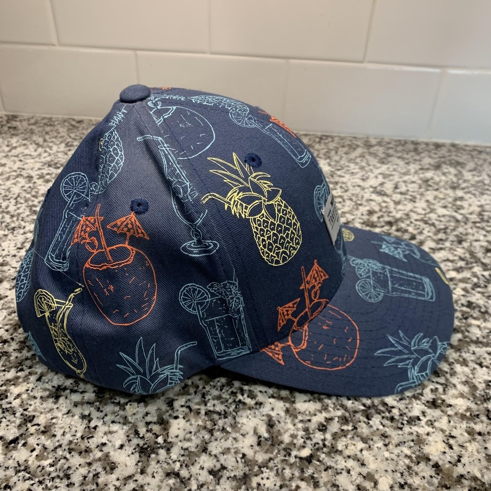Travis‎ Mathew Hat Cap Snap Back Mens Navy Tropical Cocktail Golf Print Cotton - Picture 5 of 7